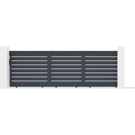 Portail coulissant 5m H.160cm VOGEL aluminium Gris (1/5)