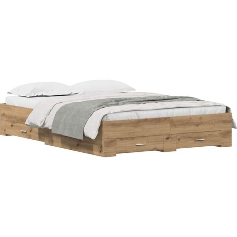 Maison Exclusive - Bettrahmen Artisan-Eiche 135 x 190 cm Holzwerk
