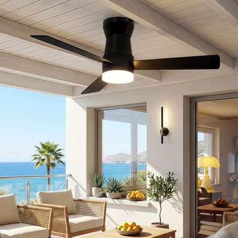 Ventilatore da Soffitto con Luce LED 132 cm Silenzioso a 6 Velocità Lampadario Ventilatore 3 Pale con Telecomando Timer Reversibile per Soggiorno Camera - Nero (1/5)