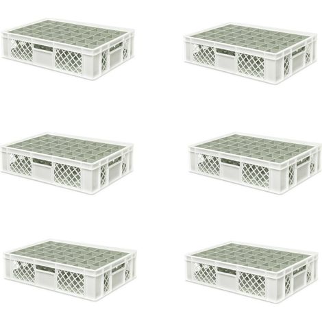 BRB 6x boîte en verre 600x400 mm 40 verres jusqu’à 122 mm de hauteur/diamètre 67 mm, blancs