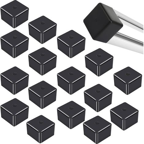 16 Pièces Embouts de Rail Solaire, 42x42mm En plastique noir Inserts carrés, Convient pour profile aluminium 40x40 (1/5)