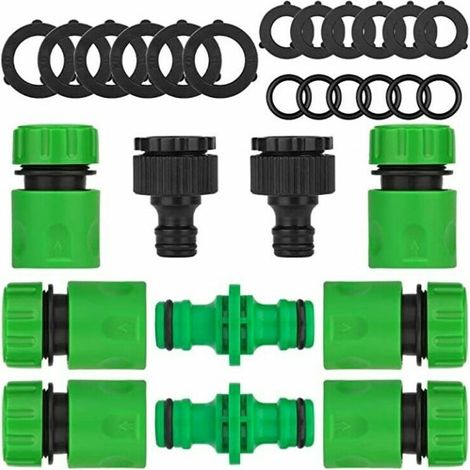 Lot de 10 Raccords d'arrosage Rapides Ensemble pour Tuyau d'arrosage (6Pcs 1/2 Tuyau Rapides Raccord,2Pcs Double connecteur,2Pcs Connecteur Nez de Robinet) (1/5)