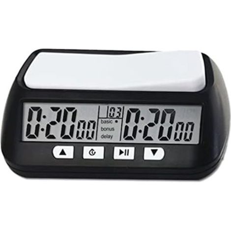 Horloge d'échecs numérique - Chronomètre de jeu - Gestion du temps de jeu - Modes de délai bonus - 14 cm (1/5)