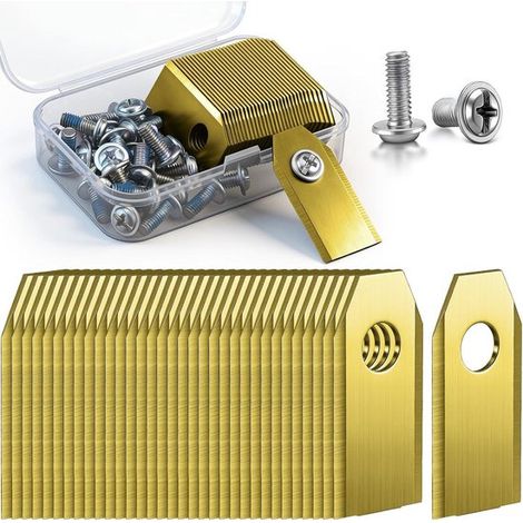 30er-Packung goldene Edelstahl-Ersatzklingen mit Schrauben für Mähroboter, 36 x 18 mm (1/5)