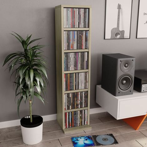 Étagère de Rangement pour CD/DVD Bibliothèque - pour Bureau Salon Chambre Cuisine Chêne sonoma 21x20x88 cm Bois d'ingénierie BV935947 - BonneVie (1/5)