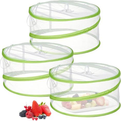 3 Pièces Couvercle Nourriture Anti mouche Maille,25x15cm (Vert) Cloche Alimentaire Pliable,Cloche Alimentaire Anti Insectes,Couverture Nourriture Maille Pop up,pour Plats Fruits,Pique Nique,Camping (1/5)