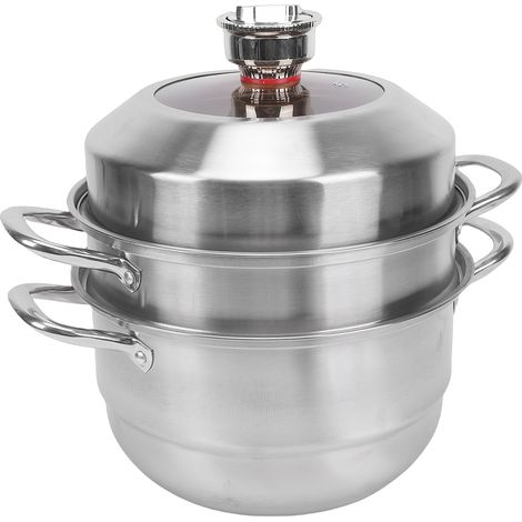Marmite à vapeur à 3 couches en acier inoxydable, grande capacité, multifonction épaissie avec minuterie pour cuisinière à Induction (1/5)