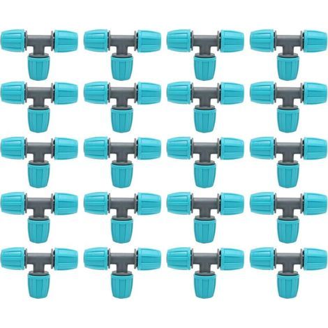 Pair 20pcs Raccords en T Barbelé, 16mm Raccords de Tuyau Barbelé Raccords Irrigation Goutte à Goutte Connecteurs en T de Tube Adaptateur 3 Voies Joints de Tuyau pour Jardin Cour Arrosage des Plantes (1/5)