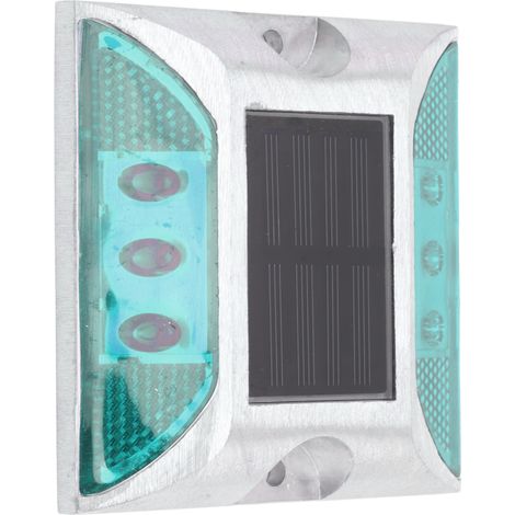 Lampe solaire de terrasse à 6 LED, éclairage d'allée et d'autoroute à double réflecteur vert (1/5)