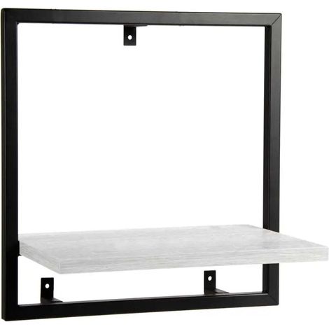 Mensola da parete metallo e legno bianco 35x20x35