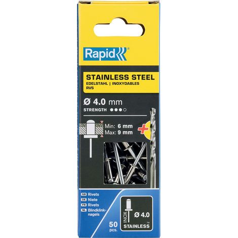 Rapid Rivetti Acciaio Inox 4x12 mm con Punta Trapano - 50 Pezzi (1/5)