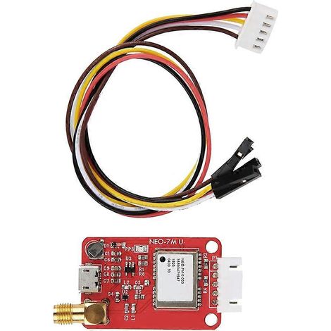 Módulo NEO-7M, placa de posicionamiento por satélite de navegación con línea de conexión, portadora de comunicación serie y antena cerámica. (1/5)