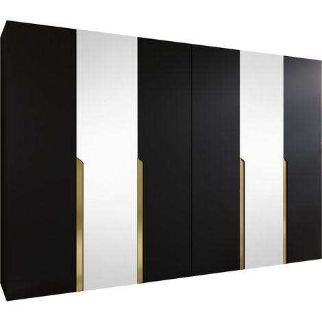 Armoire Hartford 588, Noir, 202x300x52cm, Portes d'armoire: Avec des charnières, Nombre d'étagères: 0