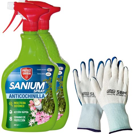 Pack de 2 Unidades de Sanium Spray Anticochinillas, Insecticida Sistémico de Listo + Guantes Originales de la Marca de regalo (1/5)