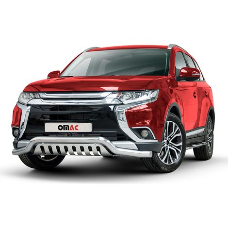 Pare-Buffle Avant Pour Mitsubishi Outlander III 2015-2018 Facelift Acier Argent (1/5)
