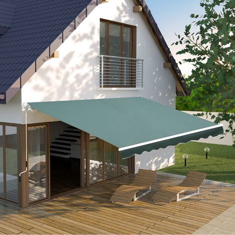 Store banne manuel 2,5x2m en aluminium et polyester vert (1/5)