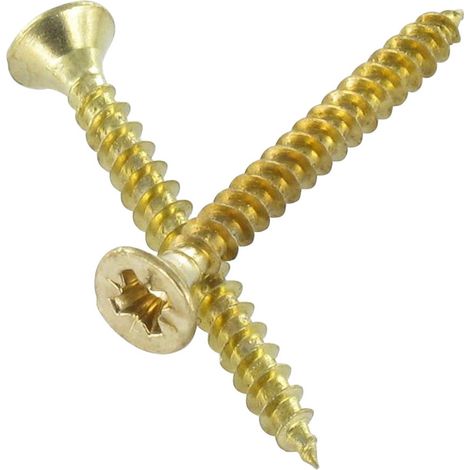 VBA Vis bois agglo Tête fraisée TF Pozi N°2 3.5X30 Filetage total Acier laitonne-1 piece