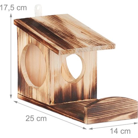 Mangiatoia per scoiattoli da appendere giardino balcone 17,5 x 14 x 25 cm osservazione animali in legno naturale 130006932
