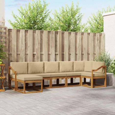 Outdoor-Sofagarnitur mit Kissen 7 pcs Natur und Beige