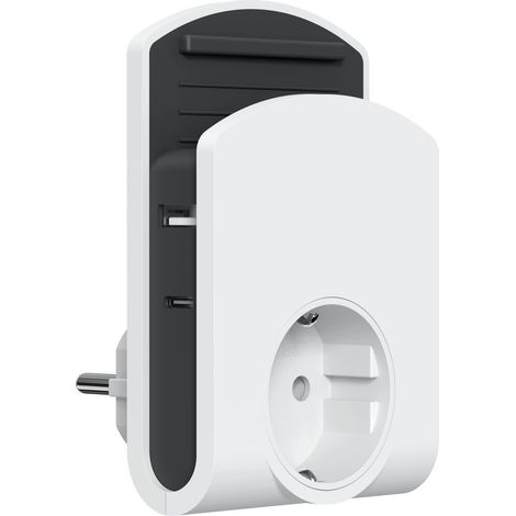 Multiprise avec USB, prise 3 en 1 avec 1 chargeur USB 3 A, 1 port de type C 3 A, prise murale 3680 W/16 A avec fonction de support de téléphone portable (1/5)