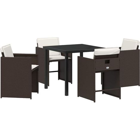 Maison Exclusive - Ensemble de salle à manger pour jardin 5 pcs Marron polyrotin (1/5)