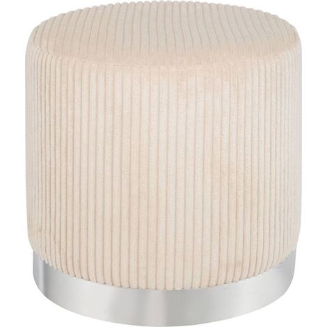 Pouf en Velours Côtelé "Sylia" 38cm Ivoire