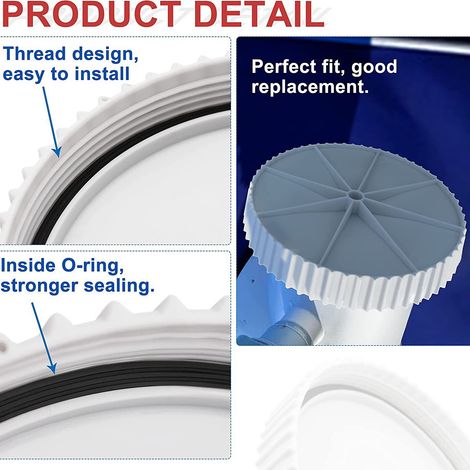 Kit de 3 bouchons de vidange et adaptateurs d’aspiration – Avec joints pour pompe SFX1000 / SFX1500S – Parfait pour entretien et vidange de piscine
