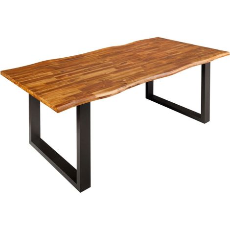 Table NALKO 200 cm – Piano in legno massiccio di acacia e struttura in metallo nero – Eleganza industriale e autenticità naturale (1/5)