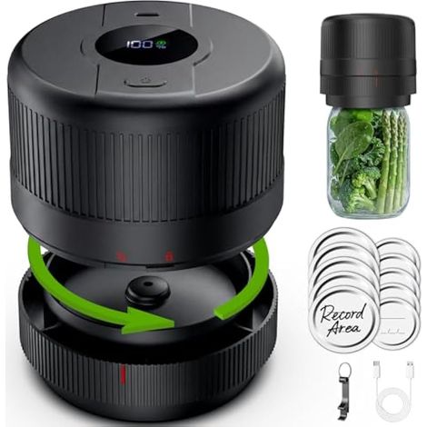 Scelleuse sous vide pour bocaux en verre, kit de mise sous vide pour bocaux Mason pour la conservation et la fermentation des aliments (1/2)
