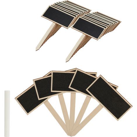 Plant stakes, set of 24, labeled, herb garden, 15x6.3 cm, herb panel, wood, natural (1/5)