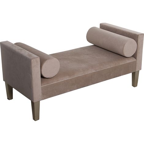 Pied de lit banquette bois/tissu polyester crème 113x53x52 cm, hauteur d'assise : 33 cm (1/5)