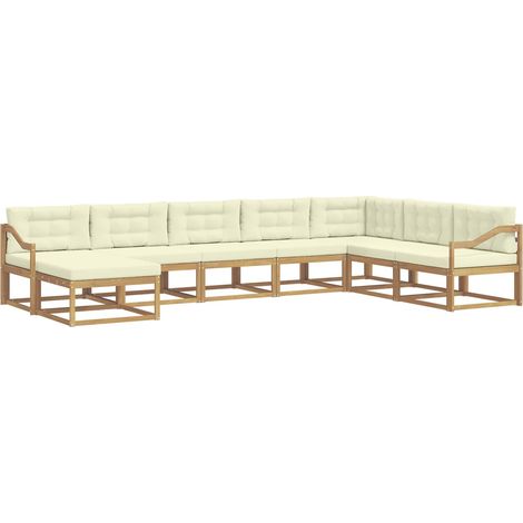 Set di divani da esterno 8 pz 8-Posti Bianco e Crema vidaXL (1/5)