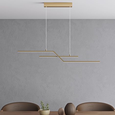 Mai & Mai Pendelleuchte 105cm LED Hängelampe Linear design 3000K/4000K/6000K Verstellbares Kabel 18W Gold Hängeleuchte für Esszimmer Wohnzimmer Schlafzimmer