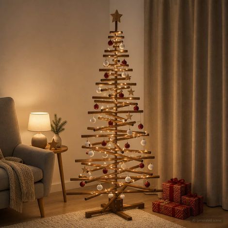 vidaXL Árbol de Navidad de madera KOTKA 180 cm Madera de Pino Maciza (1/5)
