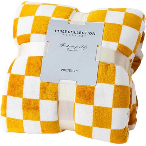Couverture en polyester à carreaux, couverture chaude en flanelle pour l'hiver, idéale pour la literie de la chambre