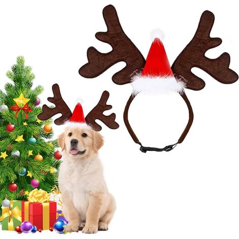 Fascia natalizia per cani e gatti, design a forma di corna di renna, copricapo natalizio per cani, regalo di Natale, abbigliamento per cani e gatti (1/4)