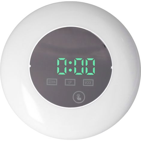 Horloge numérique LED miroir avec affichage de l'heure, thermomètre, réveil électronique lumineux, cycles 7 couleurs (TS-S23) - Sans piles - Caractères verts (1/5)
