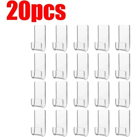 (Transparent - Lot de 20) Mini présentoirs pour disques vinyles, sans perçage, en acrylique transparent, avec crochets muraux et étagère pour CD. (1/5)