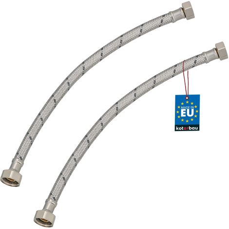 KOTARBAU® Lot de 2 Flexible Robinet 1/2"x3/8" - Tuyau Robinet 40cm - Acier Inoxydable - Rallonge Robinet Cuisine Flexible - Tuyau Robinet Cuisine Flexible - Tuyau Flexible Plomberie - Argent (1/4)