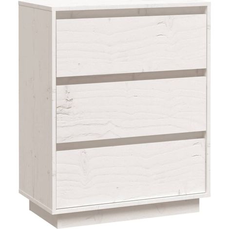 Credenza buffet cassettiera mobile contenitore organizer cucina soggiorno soggiorno 60 x 34 x 75 cm legno massello di pino bianco 020030349