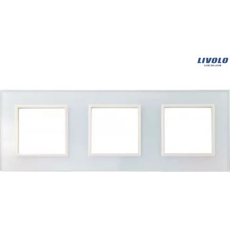 Panel de vidrio blanco Livolo, enchufe de triple marco GPF-3-61 (1/3)