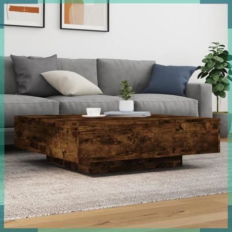 836599 Table basse chêne fumé 100x100x31 cm bois d'ingénierie (1/5)