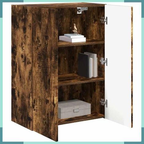 892364 Meuble TV mural Chêne fumé 59,5 x 31 x 80 cm Bois d'ingénierie (1/5)
