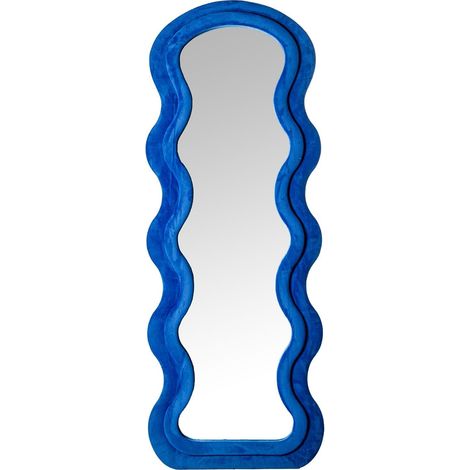 Miroir sur Pied en Forme de Bois MDF et Velours Bleu 60 x 4 x 160 cm (1/5)