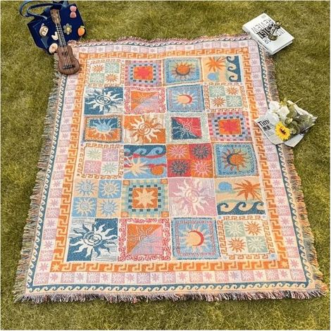 Couverture de pique-nique portable épaissie,130 x 180 cm Couverture de lit Jeté de canapé Couverture de camping Serviette de plage (1/5)