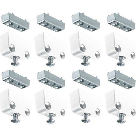Ferrure d'assemblage blanche 8x – Connecteur à visser pour bois – Fixation meuble étagère porte panneau cuisine salle de bain (1/2)