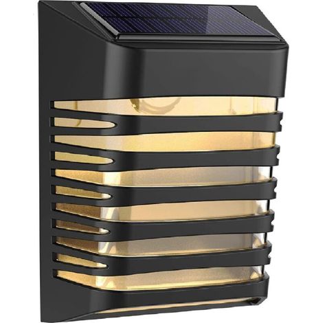 Lampe solaire, éclairage de terrasse solaire pour clôture - Appliques murales LED solaires sans fil, étanchéité IP54, mode respiration/fixation, éclairage solaire automatique pour terrasse (1/4)