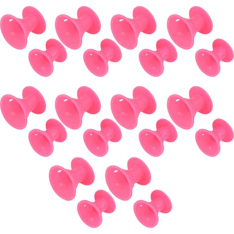 20 Pièces Bigoudis en Silicone pour Cheveux Bouclés, Forme Champignon, Set de Rouleaux à Cheveux pour Femmes, Rose Rouge (1/5)