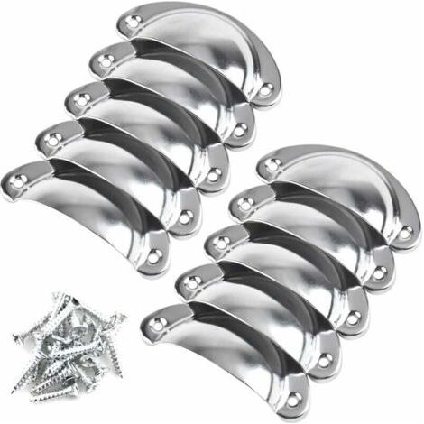 10pcs Poignée de Tiroir Vintage, Bouton de Porte en Forme de Coquille, Décoration Rétro pour Meuble (1/4)