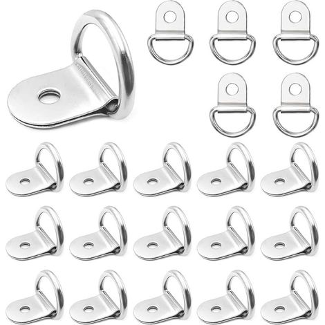 20 Pièces Anneau D'arrimage, Anneau Arrimage Remorque, Crochet Arrimage Solide en Forme de D en Acier Inoxydable, Traction Anneaux de Montage pour Remorque Camions Bateaux Autos (1/5)